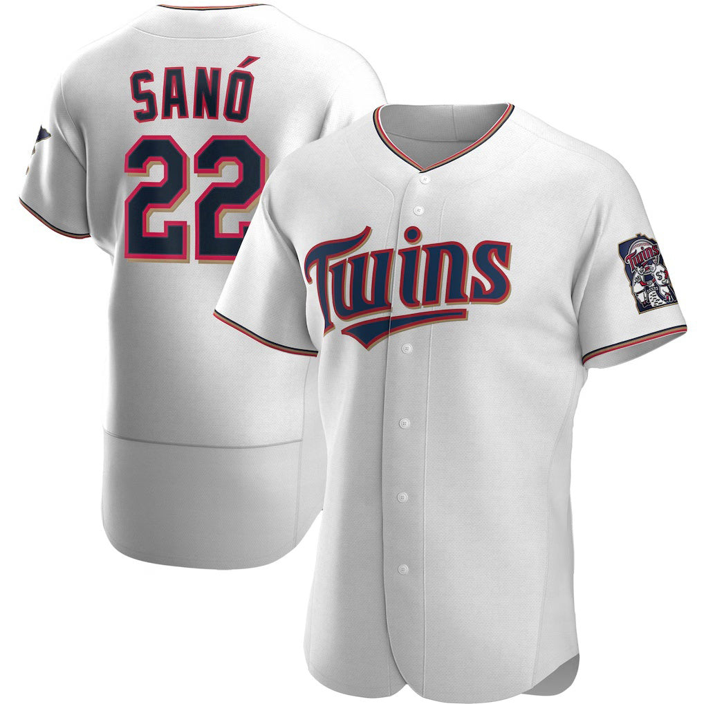 Minnesota Twins #22 Miguel Sano White MWATKINS Home Authentic Player Jersey