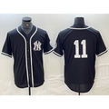 New York Yankees #11 Anthony Volpe No Name Black White MWATKINS Cool Base Stitched Jersey