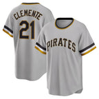 Pittsburgh Pirates #21 Roberto Clemente Gray MWATKINS Road Cooperstown Collection Player Jersey