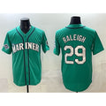Seattle Mariners #29 Cal Raleigh Aqua MWATKINS With 2025 AL West Division Champions Patch Limited Stitched jersey