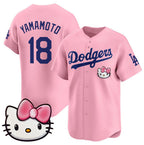 Los Angeles Dodgers #18 Yoshinobu Yamamoto Pink MWATKINS 2025 Hello Kitty Vapor Limited Stitched Jersey