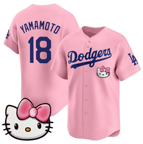 Los Angeles Dodgers #18 Yoshinobu Yamamoto Pink MWATKINS 2025 Hello Kitty Vapor Limited Stitched Jersey