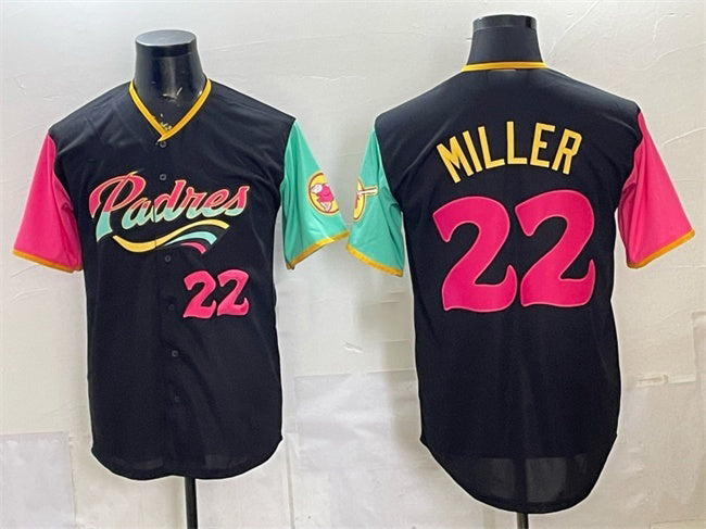 San Diego Padres #22 Mason Miller 2022 Black MWATKINS City Connect Cool Base Stitched Jersey