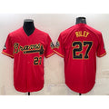 Atlanta Braves #27 Austin Riley Red Gold MWATKINS World Series Champions Program Cool Base Stitched Jersey
