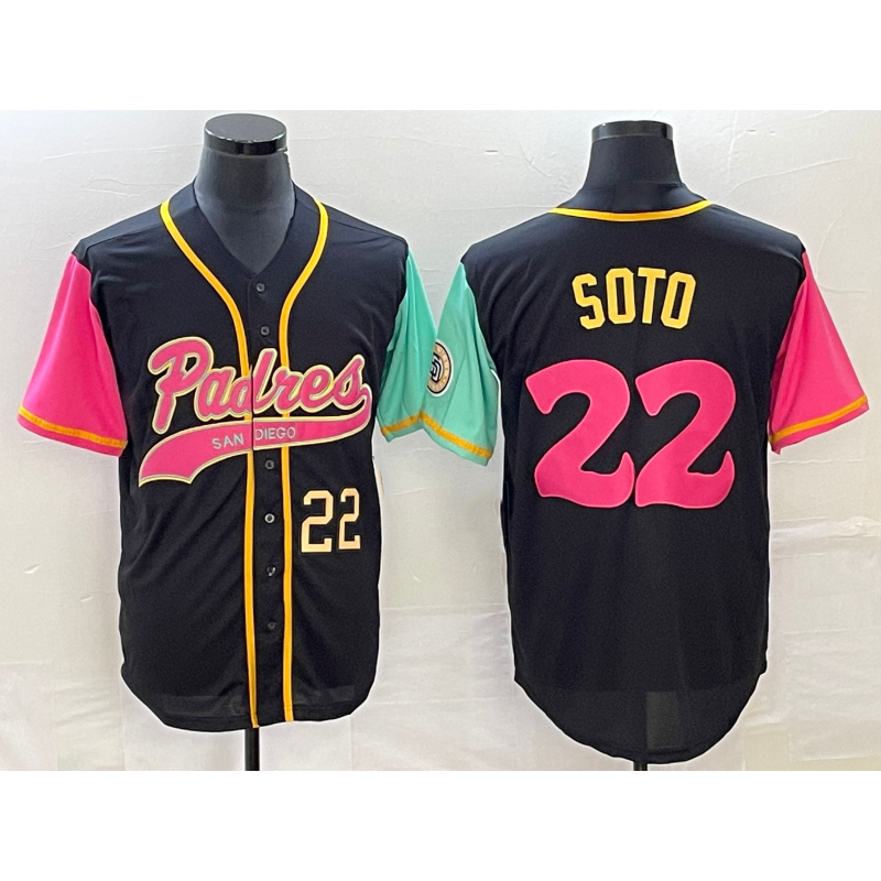 San Diego Padres #22 Juan Soto Number Black MWATKINS NEW 2023 City Connect Cool Base Stitched Jersey