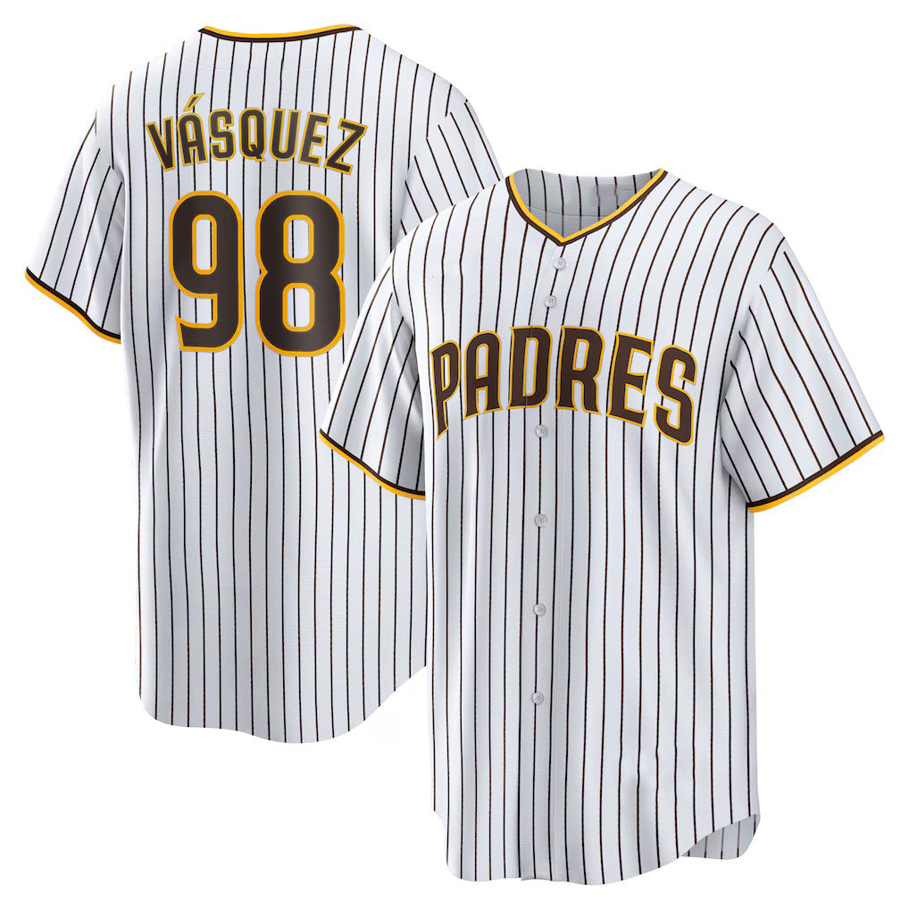 San Diego Padres #98 Randy Vasquez White MWATKINS Home Replica Jersey
