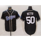 Los Angeles Dodgers #50 Mookie Betts Black White MWATKINS Cool Base Stitched Jersey