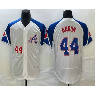 Atlanta Braves #44 Hank Aaron Number White MWATKINS 2023 City Connect Flex Base Stitched Jersey 3