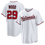 Washington Nationals #29 James Wood White MWATKINS Home Replica Jersey
