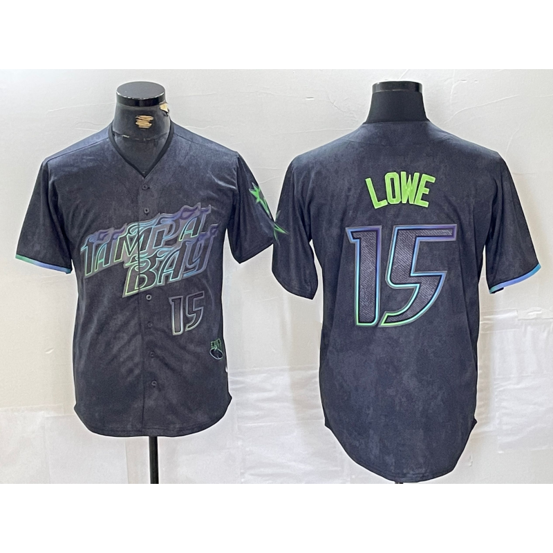 Tampa Bay Rays #15 Josh Lowe Number Charcoal MWATKINS 2024 City Connect Limited Stitched Jersey 2