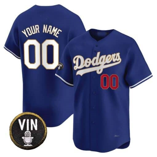 Custom Los Angeles Dodgers Vin Scully Patch Gold Trim Vapor Premier Limited Jersey ¨C Royal MWATKINS