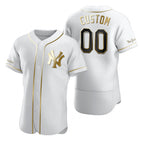 Custom New York Yankees White MWATKINS Stitched Flex Base Golden Edition Jersey