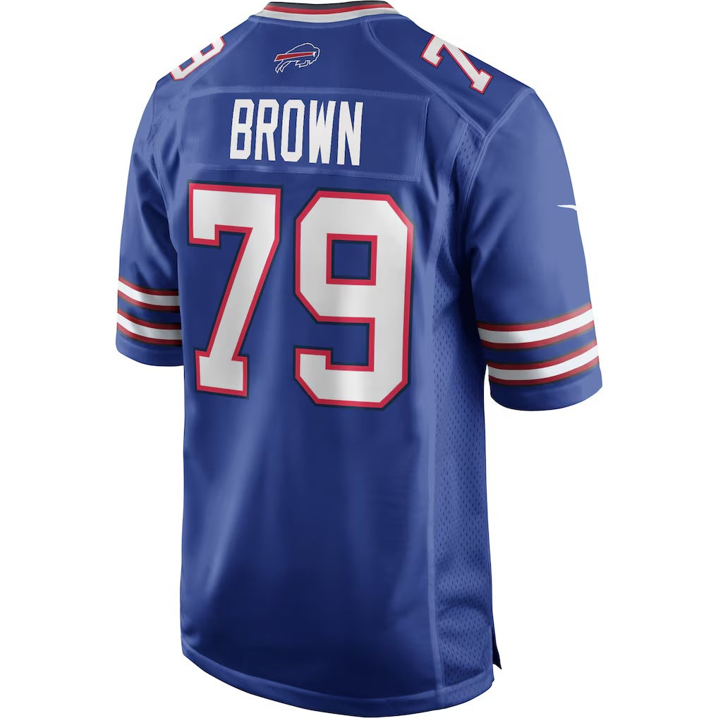 B.Bills #79 Ruben Brown Royal MWATKINS Game Retired Player Jersey