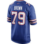 B.Bills #79 Ruben Brown Royal MWATKINS Game Retired Player Jersey