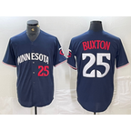 Minnesota Twins #25 Byron Buxton Number 2023 Navy Blue MWATKINS Cool Base Stitched Jersey 2