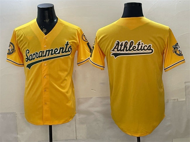 Oakland Athletics Team Big Logo 2026 Yellow MWATKINS Alternate Sacramento Celebrating 125 Years Vapor Limited Stitched Jerseys