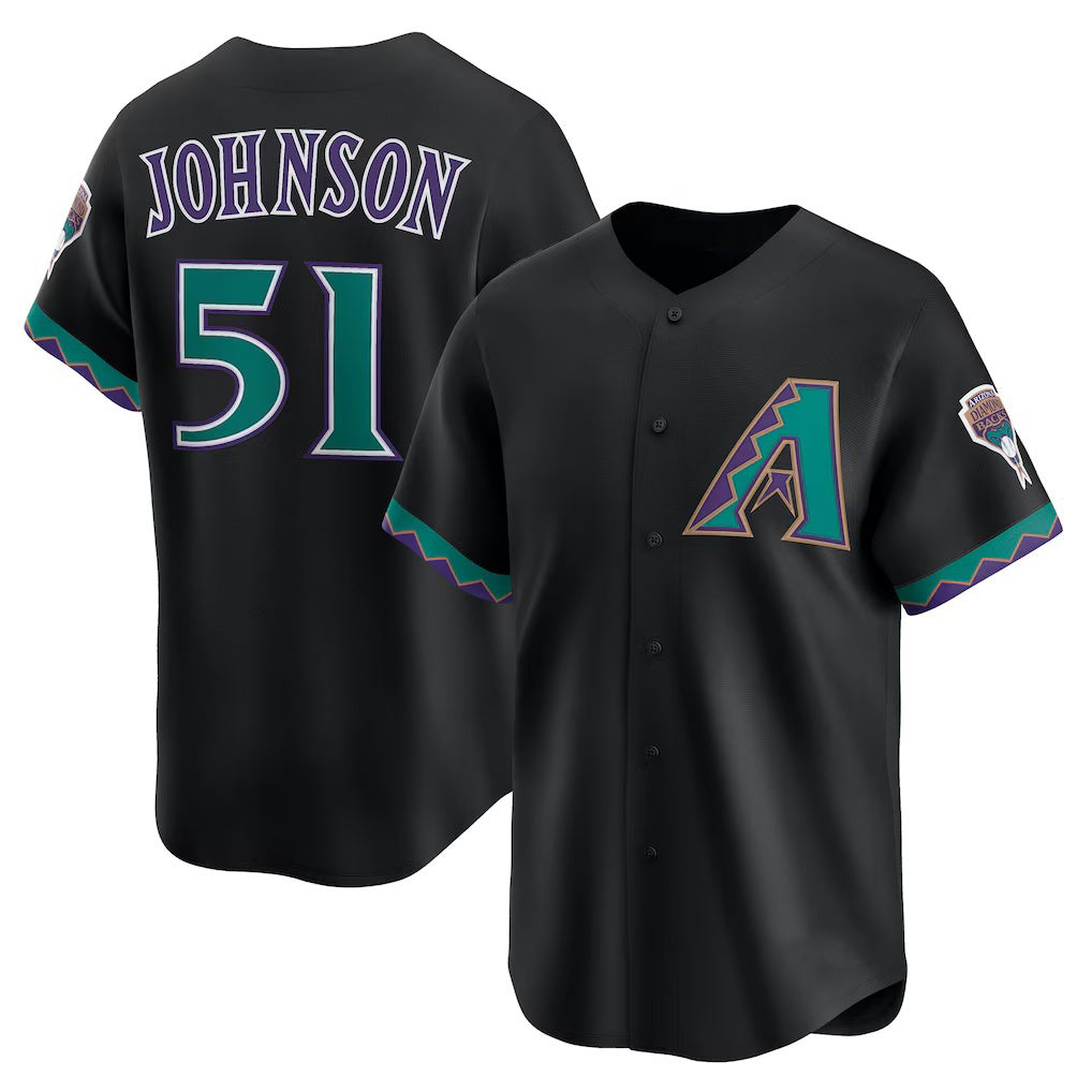 Arizona Diamondbacks #51 Randy Johnson Black MWATKINS Throwback Cooperstown Collection Limited Jersey