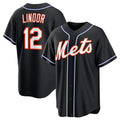 New York Mets #12 Francisco Lindor 2026 Black MWATKINS Out Stitched Jersey
