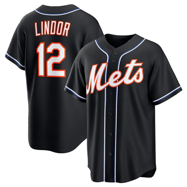 New York Mets #12 Francisco Lindor 2026 Black MWATKINS Out Stitched Jersey