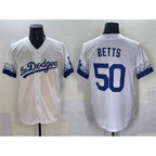Los Angeles Dodgers #50 Mookie Betts White MWATKINS City Connect Cool Base Stitched Jersey
