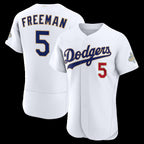 Los Angeles Dodgers #5 Freddie Freeman White MWATKINS 2026 Gold Collection Authentic Jersey