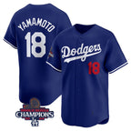 Los Angeles Dodgers #18 Yoshinobu Yamamoto Royal MWATKINS 2024 World Series Champions Alternate Limited Stitched Jersey