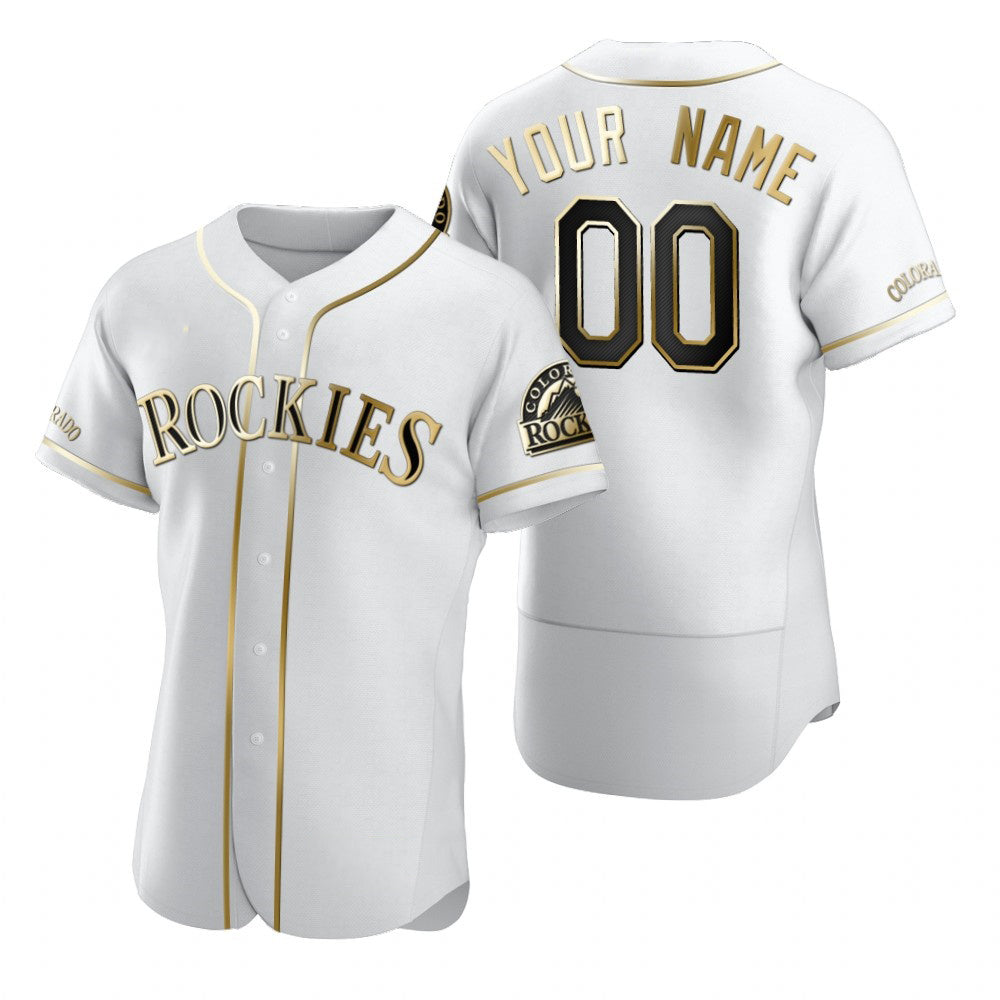 Custom Colorado Rockies White MWATKINS Stitched Flex Base Golden Edition Jersey