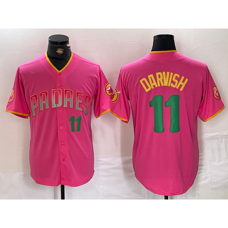 San Diego Padres #11 Yu Darvish Pink MWATKINS Player Number Fashion Jersey