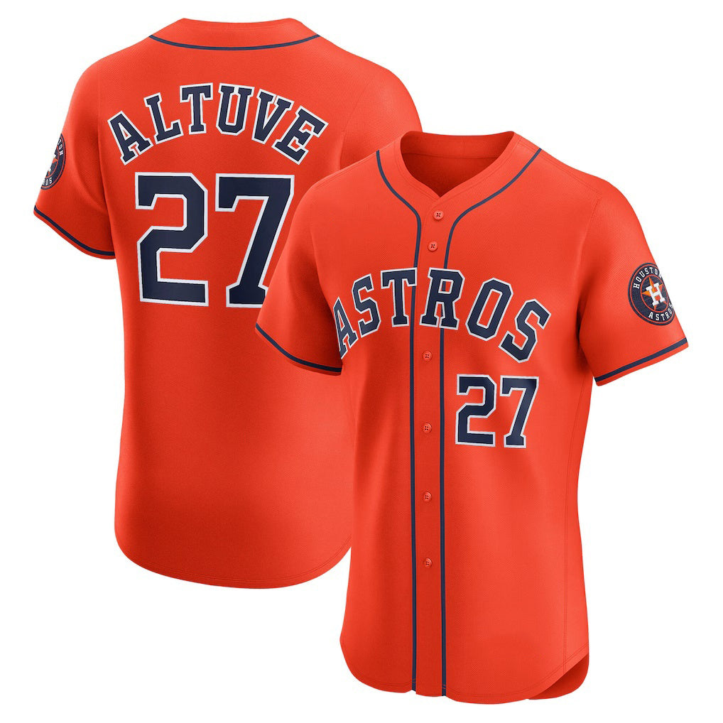 Houston Astros #27 Jose Altuve Orange MWATKINS Alternate Elite Player Jersey