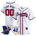 Custom Atlanta Braves 2024 Robinson & Georgia Patch Vapor Premier Limited Jersey ¨C White MWATKINS
