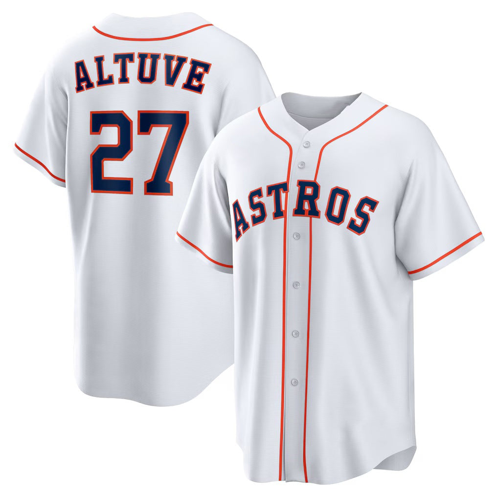 Houston Astros #27 Jose Altuve White MWATKINS Home Replica Player Name Jersey