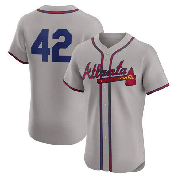 Atlanta Braves #42 Jackie Robinson Gray MWATKINS Flex Base Stitched Jersey