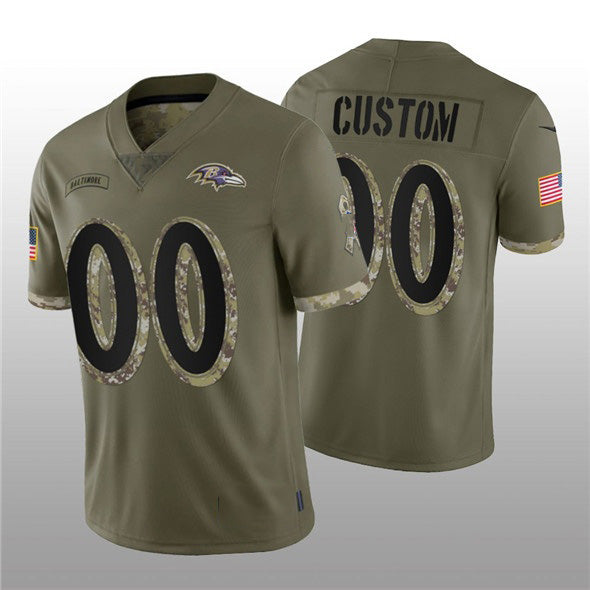 Custom B.Ravens ACTIVE PLAYER 2022 Olive MWATKINS Salute To Service Limited Stitched Jersey
