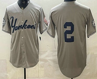 New York Yankees #2 Derek Jeter Grey MWATKINS Without Name Limited Jersey