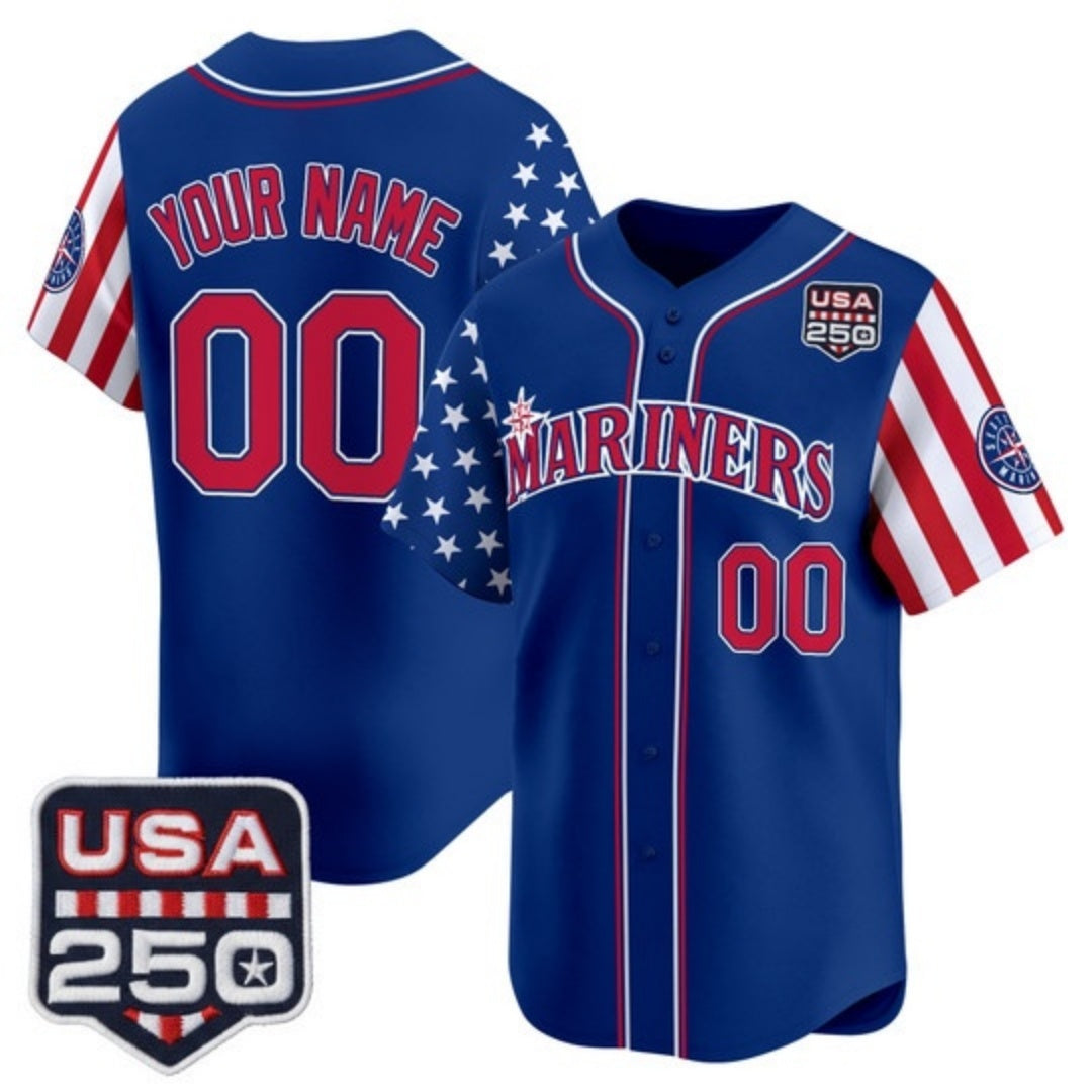 Custom Seattle Mariners America 250 Edition Vapor Premier Limited Royal MWATKINS Stitched Jerseys