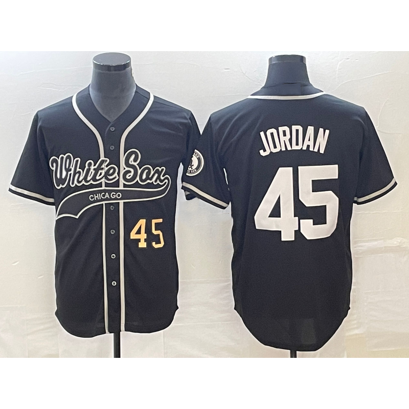 Chicago White Sox #45 Michael Jordan Number Black MWATKINS Cool Base Stitched Jersey