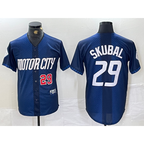Detroit Tigers #29 Tarik Skubal Number 2024 Navy MWATKINS City Connect Cool Base Limited Stitched Jersey