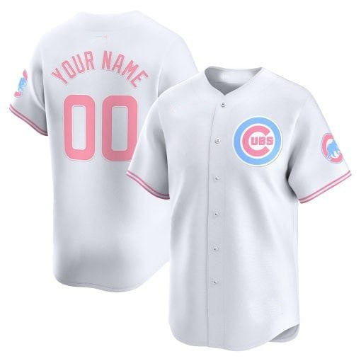 Custom Chicago Cubs Bubblegum Pink Vapor Premier Limited Jersey ¨C White MWATKINS