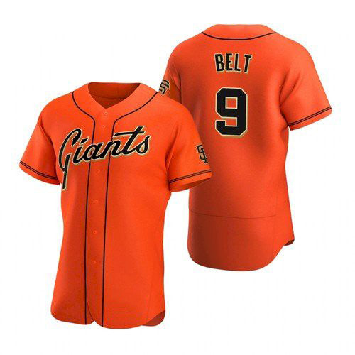 San Francisco Giants #9 Brandon Belt Orange MWATKINS Alternate Jersey