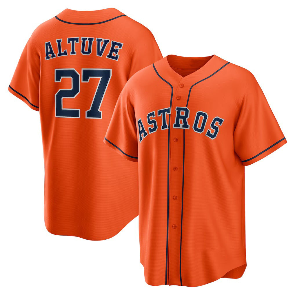Houston Astros #27 Jose Altuve Orange MWATKINS Alternate Replica Player Name Jersey