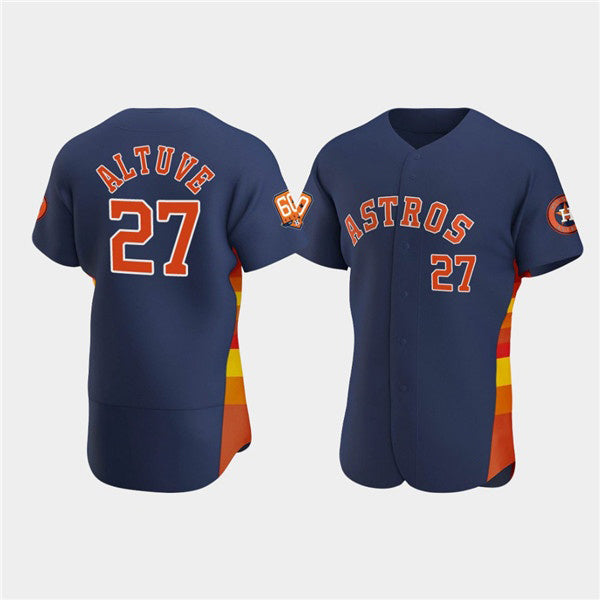 Houston Astros #27 Jose Altuve Navy MWATKINS 60th Anniversary Flex Base Stitched Jersey
