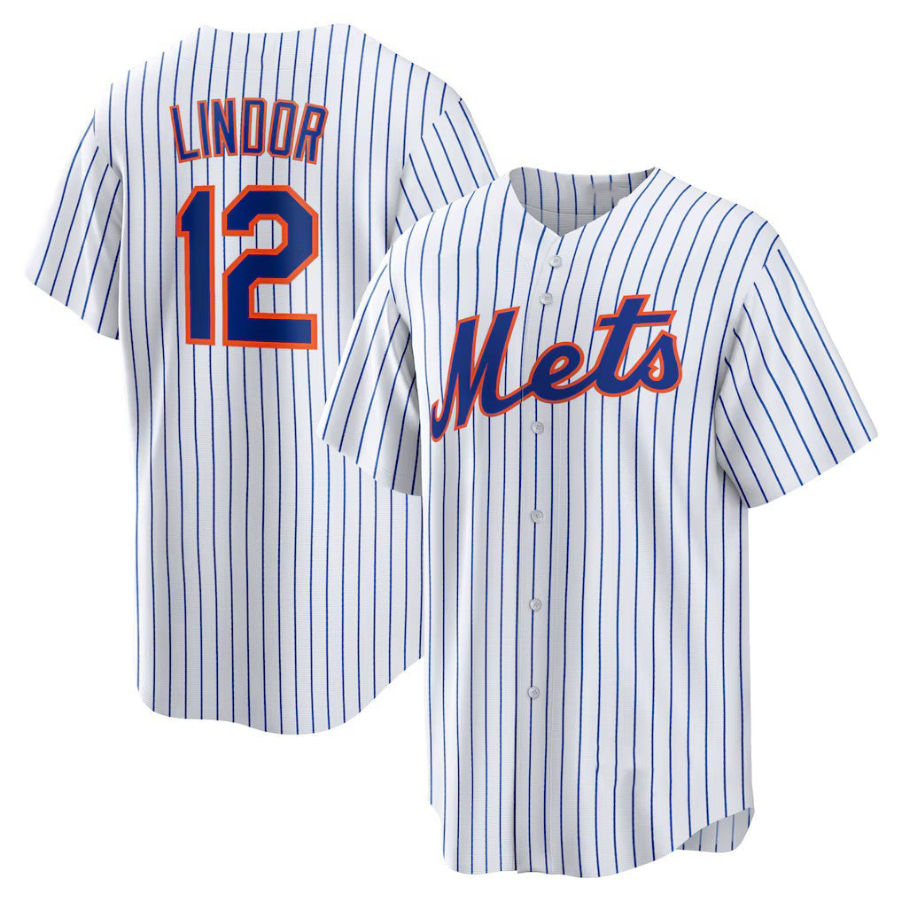 New York Mets #12 Francisco Lindor White MWATKINS Home Replica Player Jersey