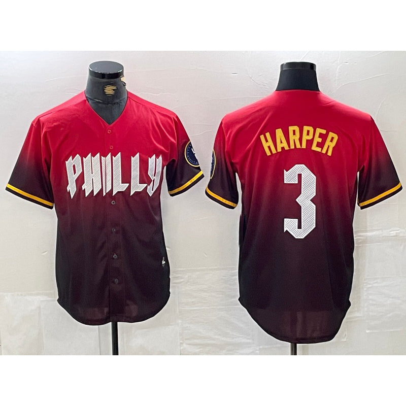 Philadelphia Phillies #3 Bryce Harper Red MWATKINS 2024 City Cool Base Jersey