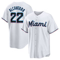 Miami Marlins #22 Sandy Alcantara White MWATKINS Replica Player Jersey