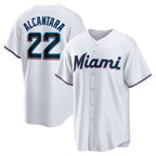 Miami Marlins #22 Sandy Alcantara White MWATKINS Replica Player Jersey