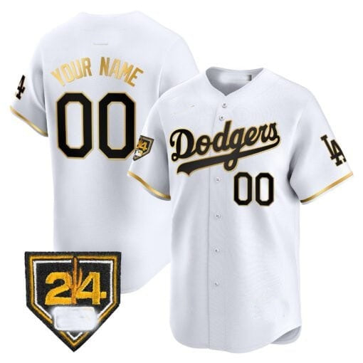 Custom Los Angeles Dodgers 2024 Spring Training Patch Vapor Premier Limited Jersey ¨C White Gold MWATKINS