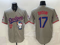 Los Angeles Dodgers #17 Shohei Ohtani Grey MWATKINS Hello Kitty Night 2025 World Series Champions Patch Stitched Jersey