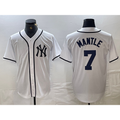 New York Yankees #7 Mickey Mantle White MWATKINS Fashion Cool Base Jersey