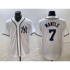 New York Yankees #7 Mickey Mantle White MWATKINS Fashion Cool Base Jersey