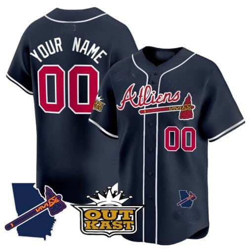 Custom Atlanta Braves Atliens Vapor Premier Limited Jersey V2 ¨C Navy MWATKINS